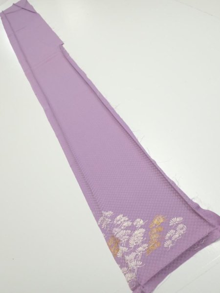 Photo4: 3M07z50  Japanese Kimono Silk  FABRIC Pine Purple-Pink 64.6x7.5 (4)