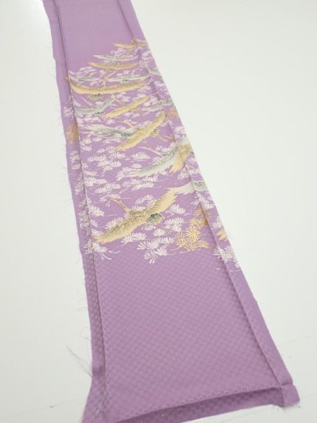 Photo2: 3M08z50  Japanese Kimono Silk  FABRIC  Purple-Pink 63.8x7.5 (2)