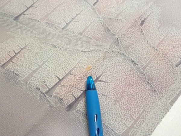 Photo7: 3M05z90  Japanese Kimono Silk  FABRIC Garden Gray 69.3x15.0 (7)