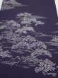 Photo1: 3M04z90  Japanese Kimono Silk  FABRIC Garden Dark purple 70.1x14.6 (1)