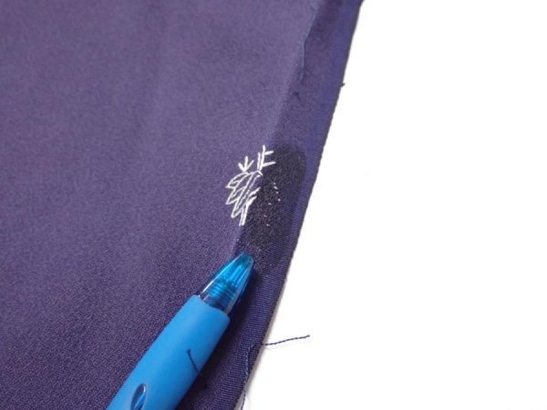 Photo6: 3M04z90  Japanese Kimono Silk  FABRIC Garden Dark purple 70.1x14.6 (6)