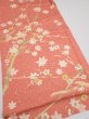 Photo2: 3M02z60  Japanese Kimono Silk  FABRIC Plum branch Coral pink 48.0x14.4 (2)