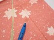 Photo6: 3M03z90  Japanese Kimono Silk  FABRIC Plum branch Coral pink 65.0x14.4 (6)