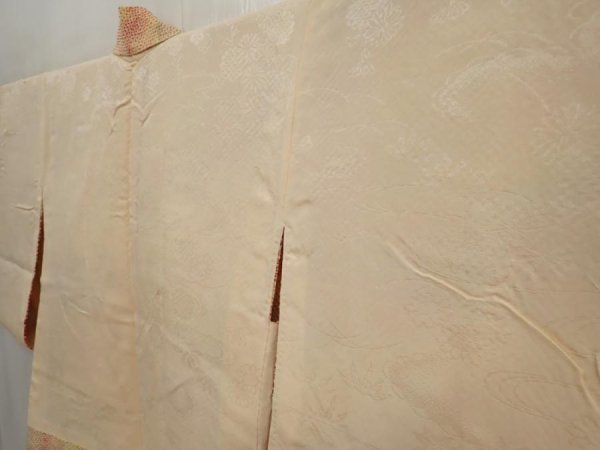 Photo7: 6716T01z460 Vintage Japanese Kimono Silk SHIBORI HAORI  Light orange (7)