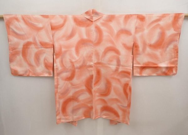 Photo1: 6716T02z560 Vintage Japanese Kimono Silk HAORI  Coral pink (1)