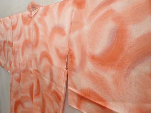 Photo2: 6716T02z560 Vintage Japanese Kimono Silk HAORI  Coral pink (2)