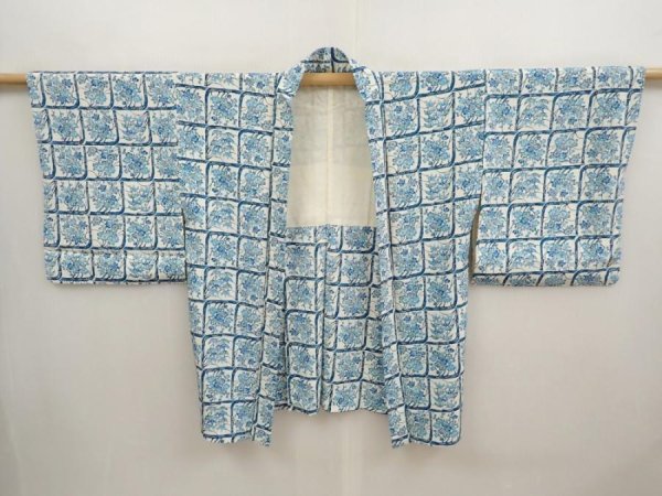 Photo5: 6716T04z560 Vintage Japanese Kimono Silk HAORI Flowers Off-white (5)