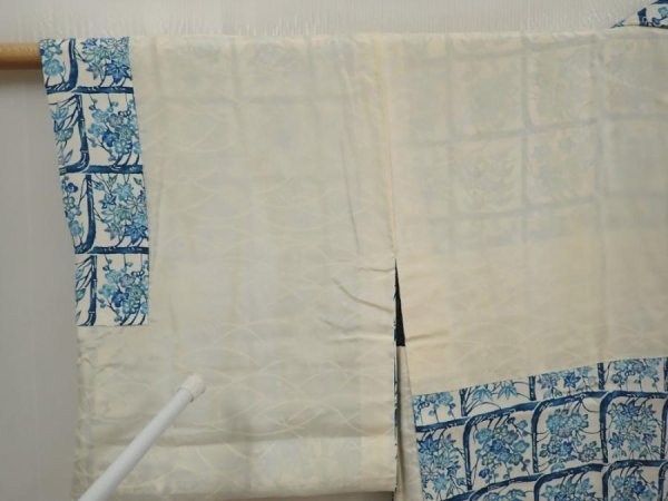 Photo8: 6716T04z560 Vintage Japanese Kimono Silk HAORI Flowers Off-white (8)