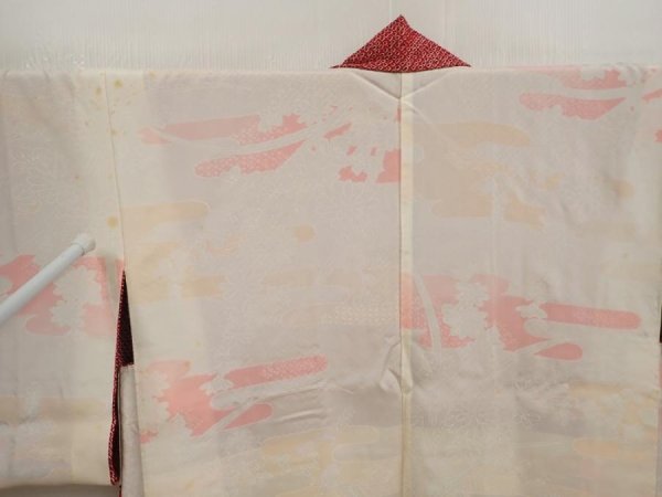 Photo8: 6716T05z430 Vintage Japanese Kimono Silk SHIBORI HAORI Plain Dark red (8)