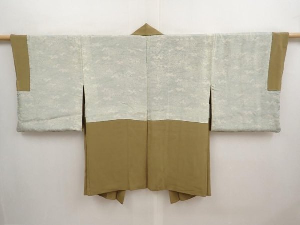 Photo7: 6716T06z560 Vintage Japanese Kimono Silk HAORI Chrysanthemum Olive green (7)