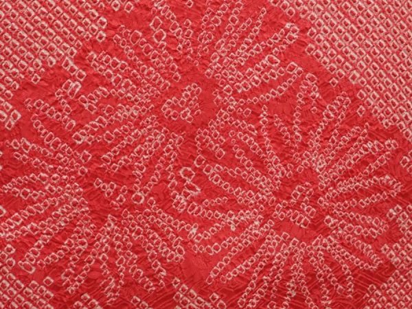 Photo4: 6716T07z460 Vintage Japanese Kimono Silk SHIBORI HAORI Flower Red-Pink (4)