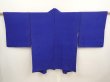 Photo1: 6716T08z570 Vintage Japanese Kimono Silk HAORI Flower Oriental blue (1)
