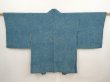 Photo1: 6716T09z610 Vintage Japanese Kimono Silk HAORI  Deep cyan (1)
