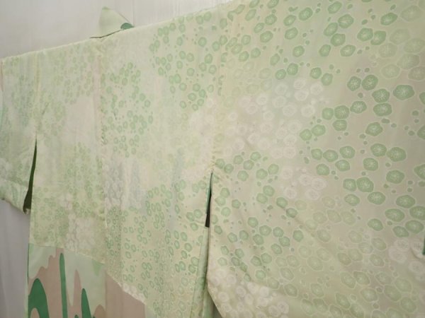 Photo7: 6716T10z530 Vintage Japanese Kimono Silk HAORI  Light green (7)