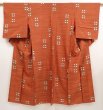 Photo1: 6716T11z690 Vintage Japanese Kimono Silk MEISEN KOMON  Orange-Brown (1)