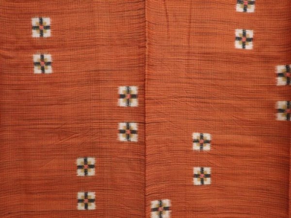 Photo5: 6716T11z690 Vintage Japanese Kimono Silk MEISEN KOMON  Orange-Brown (5)