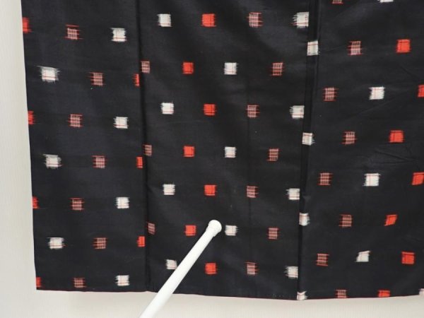 Photo7: 6716T12z660 Vintage Japanese Kimono Silk MEISEN KOMON  Black (7)