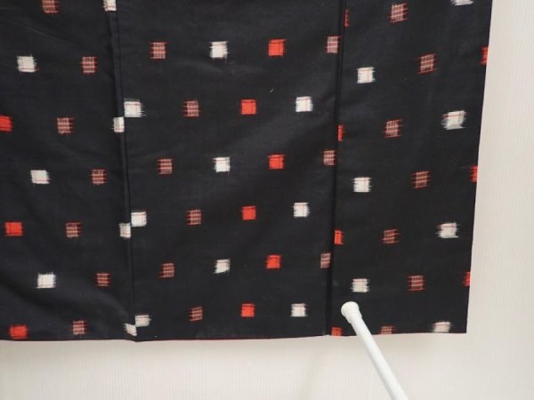Photo8: 6716T12z660 Vintage Japanese Kimono Silk MEISEN KOMON  Black (8)