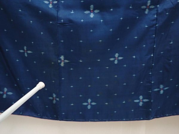 Photo7: 6716T13z420 Vintage Japanese Kimono Silk MEISEN KOMON Flower Dark cyan blue (7)