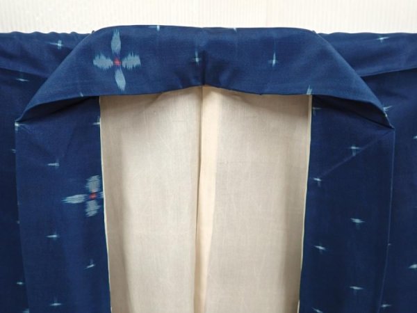 Photo8: 6716T13z420 Vintage Japanese Kimono Silk MEISEN KOMON Flower Dark cyan blue (8)