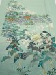 Photo1: 2J03z100  Japanese Kimono Silk  FABRIC Scenery Light blue-green 70.1x15.0 (1)