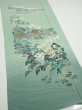 Photo2: 2J03z100  Japanese Kimono Silk  FABRIC Scenery Light blue-green 70.1x15.0 (2)