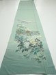 Photo4: 2J03z100  Japanese Kimono Silk  FABRIC Scenery Light blue-green 70.1x15.0 (4)