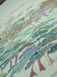 Photo5: 2J03z100  Japanese Kimono Silk  FABRIC Scenery Light blue-green 70.1x15.0 (5)