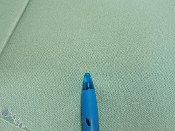 Photo6: 2J04z90  Japanese Kimono Silk  FABRIC Scenery Light blue-green 67.7x15.0 (6)