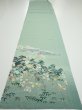 Photo5: 2J05z100  Japanese Kimono Silk  FABRIC Scenery Light blue-green 68.1x15.0 (5)