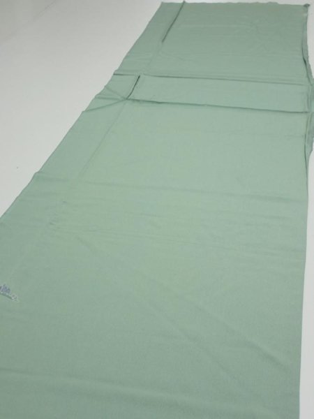Photo3: 2J06z100  Japanese Kimono Silk  FABRIC Scenery Light blue-green 68.5x15.0 (3)