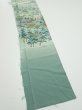 Photo2: 2J07z40  Japanese Kimono Silk  FABRIC Scenery Light blue-green 57.5x7.5 (2)