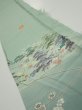 Photo1: 2J08z40  Japanese Kimono Silk  FABRIC Scenery Light blue-green 56.7x7.3 (1)