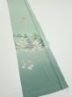 Photo2: 2J08z40  Japanese Kimono Silk  FABRIC Scenery Light blue-green 56.7x7.3 (2)