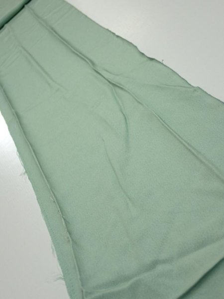 Photo1: 2J07z60  Japanese Kimono Silk  FABRIC Scenery Light blue-green 87.4x7.1 (1)