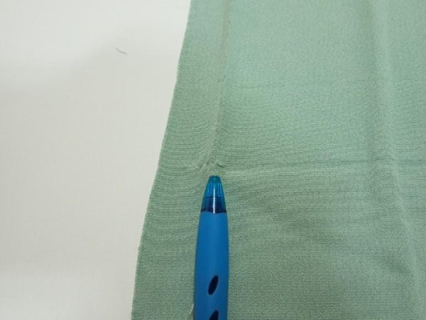 Photo6: 2J07z60  Japanese Kimono Silk  FABRIC Scenery Light blue-green 87.4x7.1 (6)