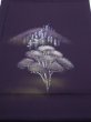 Photo1: 2J01z50  Japanese Kimono Silk  FABRIC Scenery Dark purple 40.9x14.8 (1)