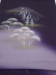 Photo1: 2J02z50  Japanese Kimono Silk  FABRIC Scenery Dark purple 41.7x14.8 (1)