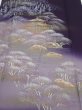 Photo1: 2J04z90  Japanese Kimono Silk  FABRIC Kinkaku-ji Temple Dark purple 69.7x14.8 (1)