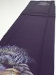 Photo3: 2J04z90  Japanese Kimono Silk  FABRIC Kinkaku-ji Temple Dark purple 69.7x14.8 (3)