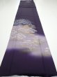 Photo5: 2J04z90  Japanese Kimono Silk  FABRIC Kinkaku-ji Temple Dark purple 69.7x14.8 (5)