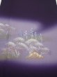 Photo1: 2J05z80  Japanese Kimono Silk  FABRIC Scenery Dark purple 68.5x14.8 (1)