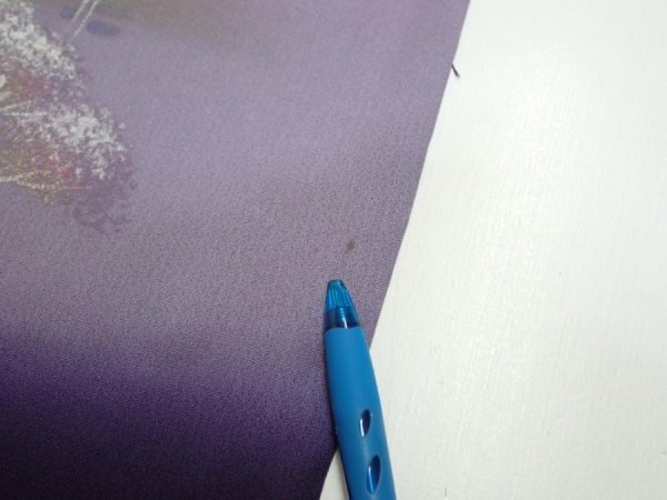 Photo6: 2J05z80  Japanese Kimono Silk  FABRIC Scenery Dark purple 68.5x14.8 (6)