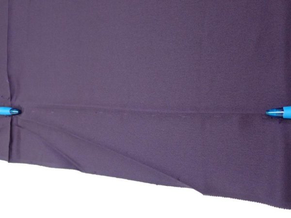Photo7: 2J05z80  Japanese Kimono Silk  FABRIC Scenery Dark purple 68.5x14.8 (7)