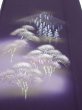 Photo1: 2J06z80  Japanese Kimono Silk  FABRIC Scenery Dark purple 68.9x14.8 (1)