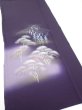 Photo2: 2J06z80  Japanese Kimono Silk  FABRIC Scenery Dark purple 68.9x14.8 (2)