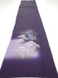 Photo5: 2J06z80  Japanese Kimono Silk  FABRIC Scenery Dark purple 68.9x14.8 (5)