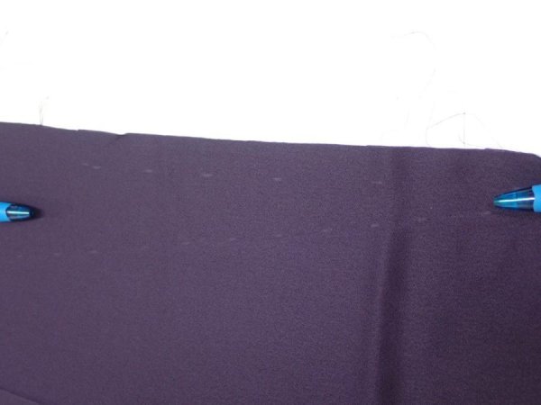 Photo6: 2J08z40  Japanese Kimono Silk  FABRIC  Dark purple 65.7x7.3 (6)