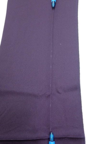 Photo6: 2J09z50  Japanese Kimono Silk  FABRIC  Dark purple 81.9x7.3 (6)