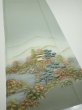Photo2: 2J04z90  Japanese Kimono Silk  FABRIC Scenery Light green-gray 69.3x14.8 (2)